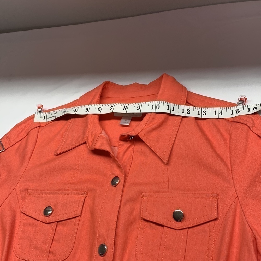 Dress Barn Front Button Belted Short Sleeve Dress Colour Orange Size 10 - Picture 7 of 11